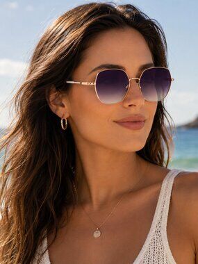 Lauren Conrad LC Women's Gold Hexagon Sunglasses